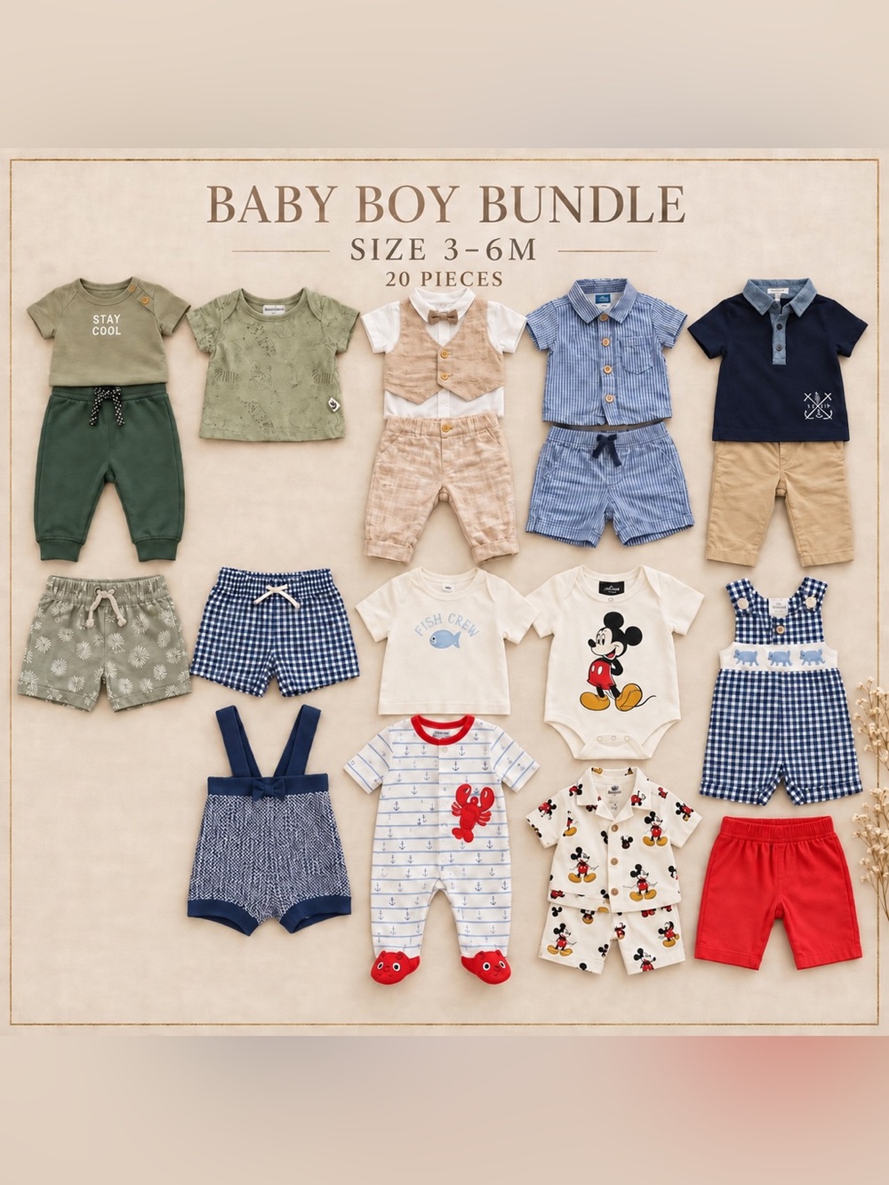 Janie & Jack Baby Boy 3–6M 20-Piece Bundle
Adorable 20-piece baby boy clothing